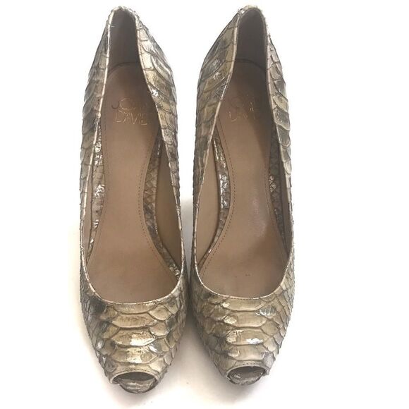 Joan & David Metallic Peep Toe Pumps - Picture 3 of 8